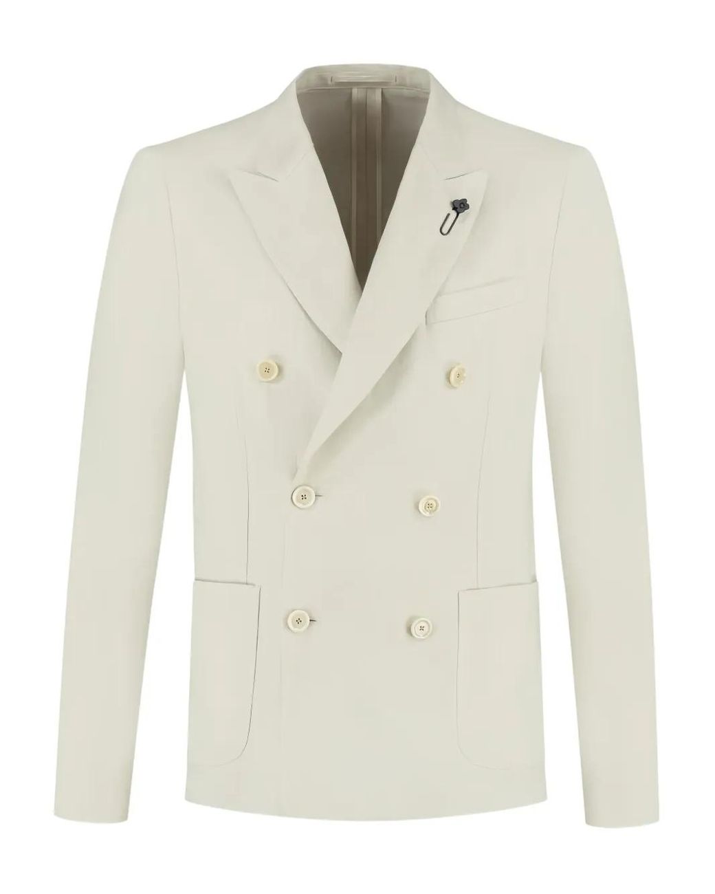 Lardini White Double-Breasted Patch-Pocket Blazer for men
