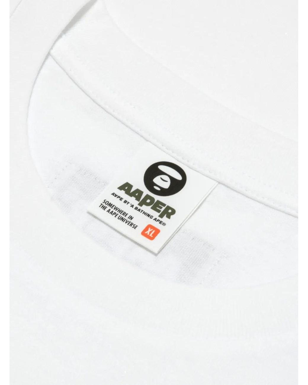 Aape By A Bathing Ape White Aaper Graphic Long-Sleeve T-Shirt for men