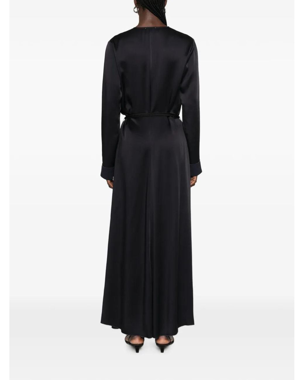 Forte_forte Black Belted V-Neck Maxi Dress