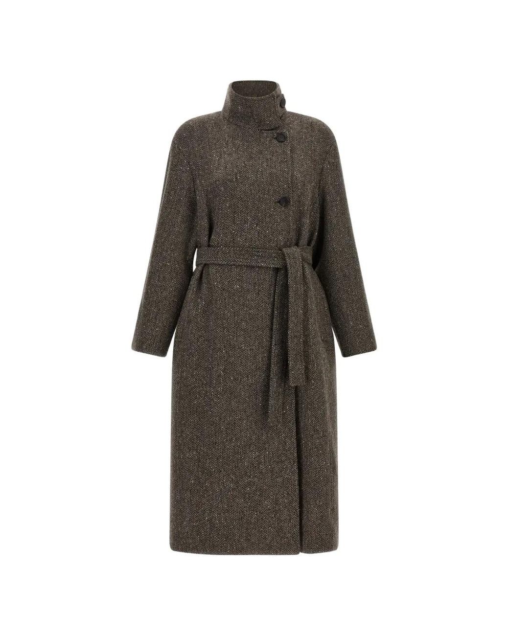 Brunello Cucinelli Brown Sparkling Chevron-Pattern Coat