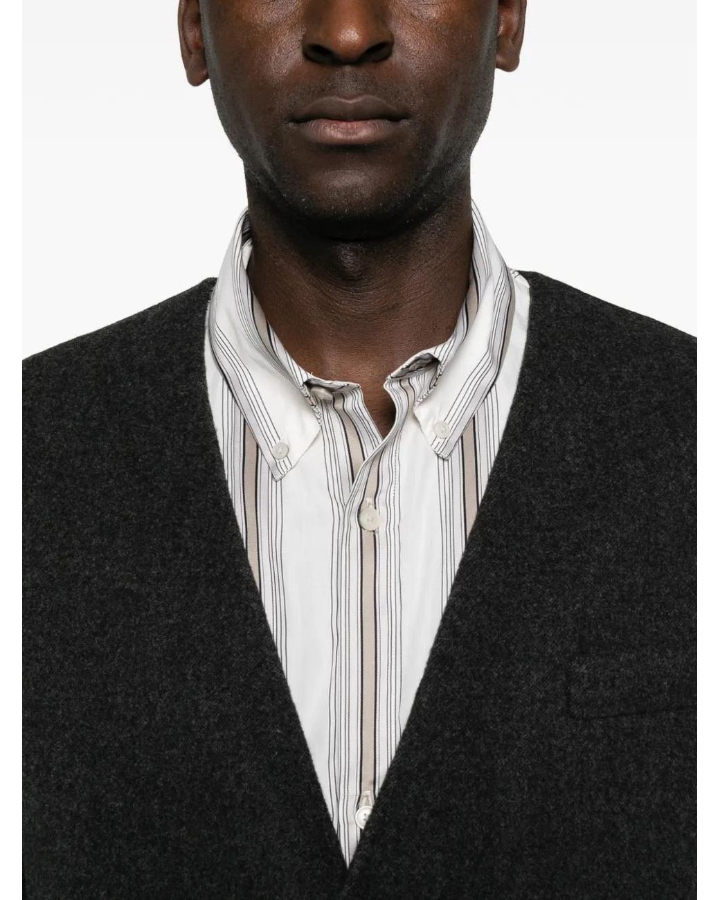 Eleventy Black V-Neck Button-Up Jacket for men