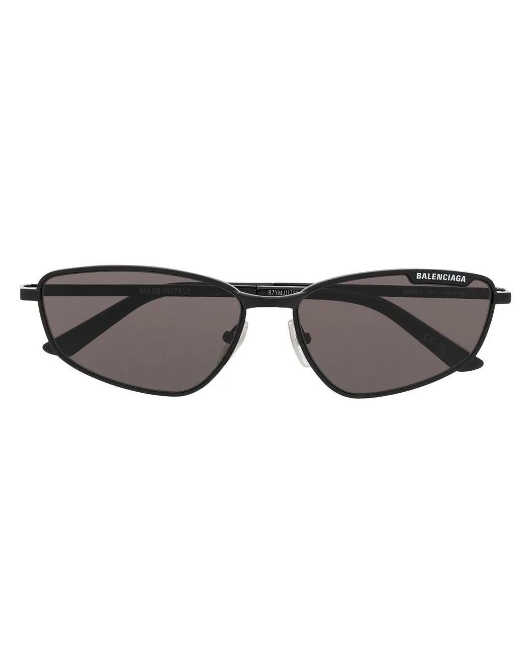 Balenciaga Gray Logo-Engraved Rectangular-Frame Sunglasses
