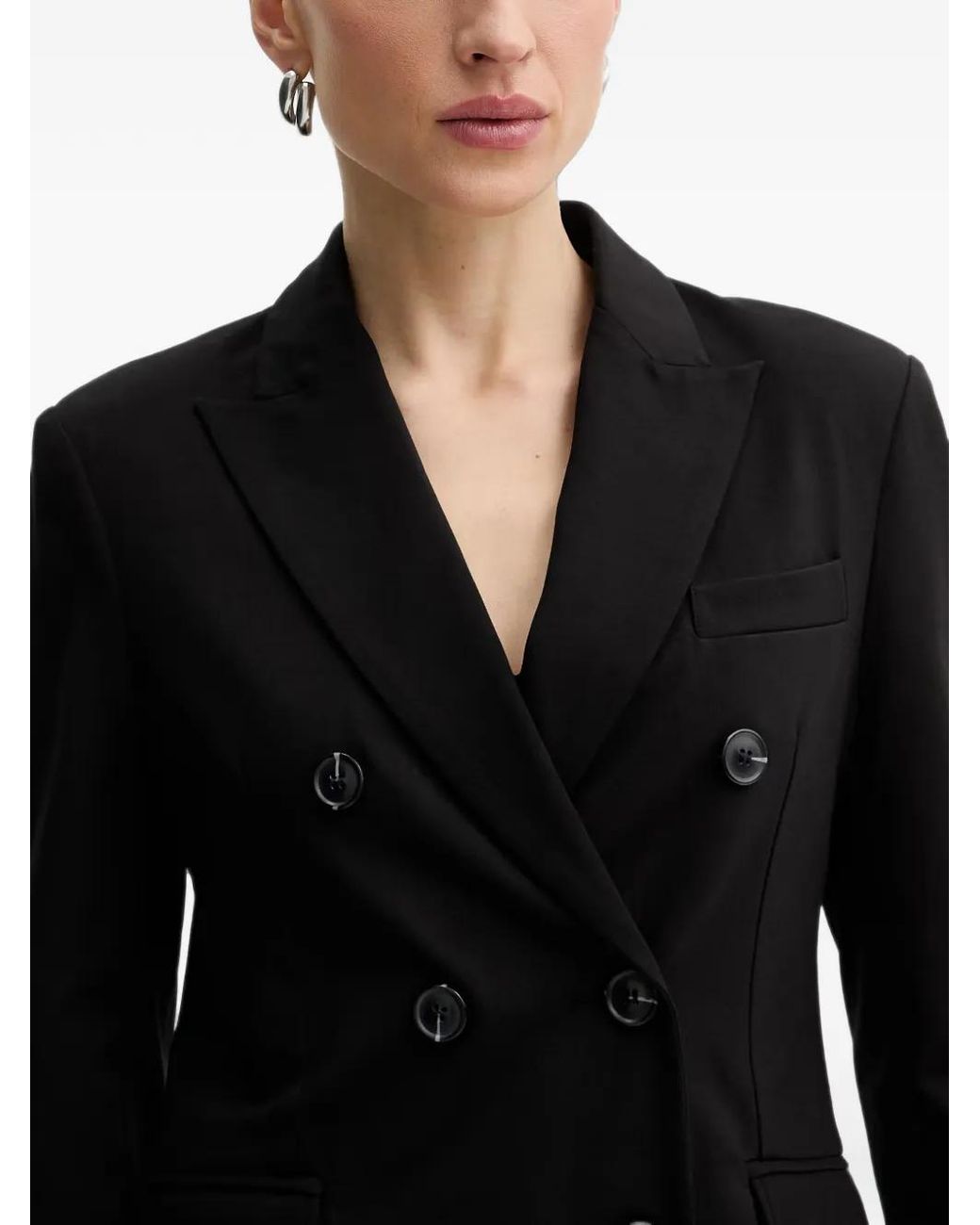 Silvian Heach Black Fastise Double-Breasted Peak-Lapels Blazer