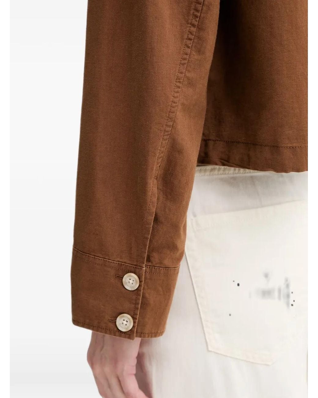 Marc O' Polo Brown Cropped Button-Down Jacket