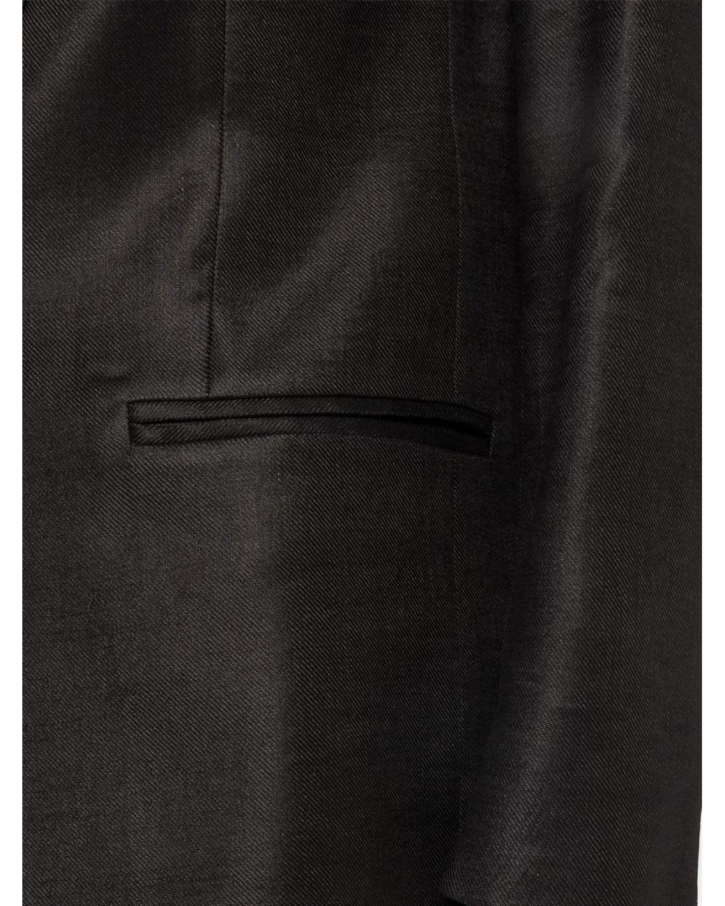 Nissa Black Single-Breasted Linen Blazer