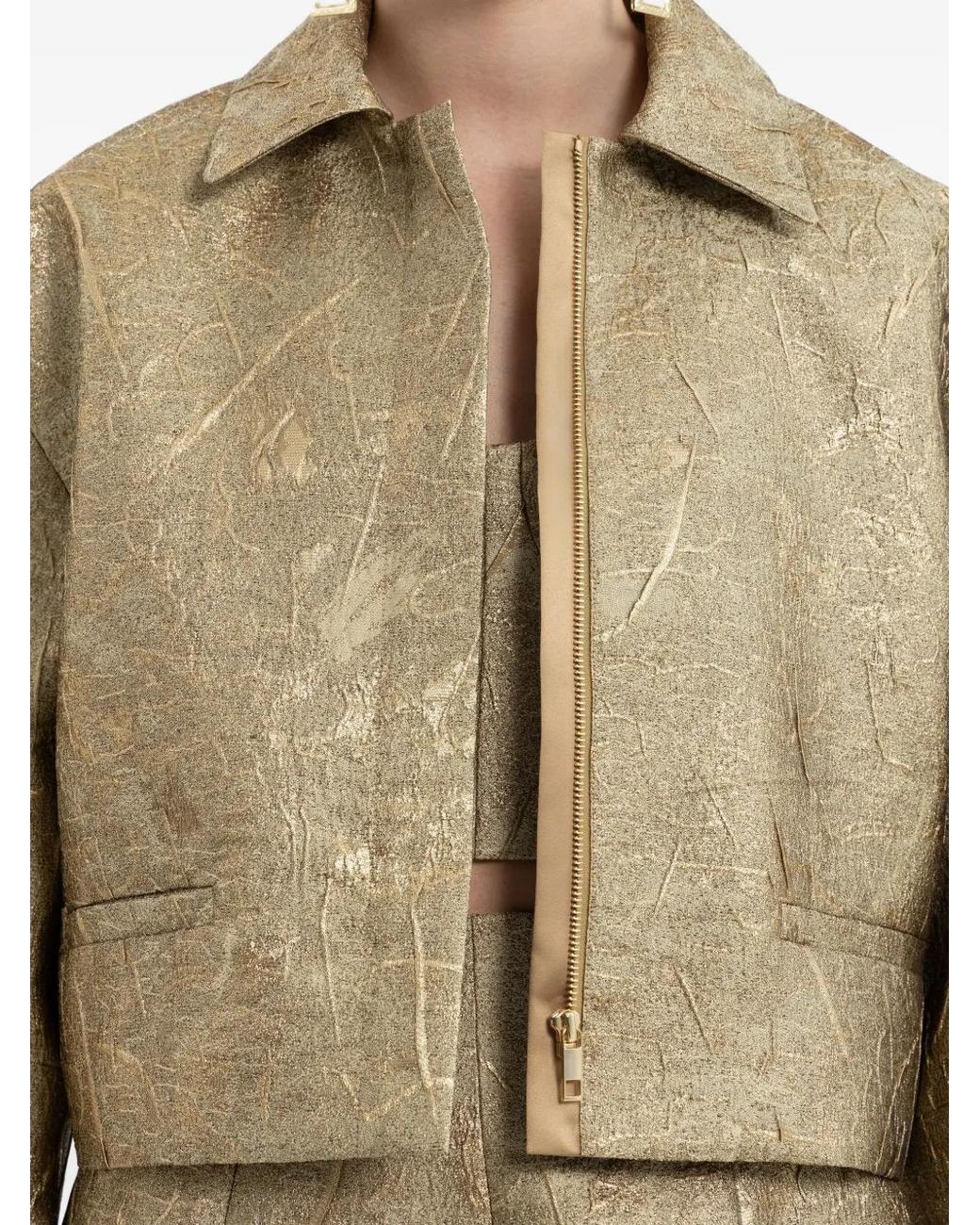 Rebecca Vallance Natural Solana Metallic-Effect Jacket