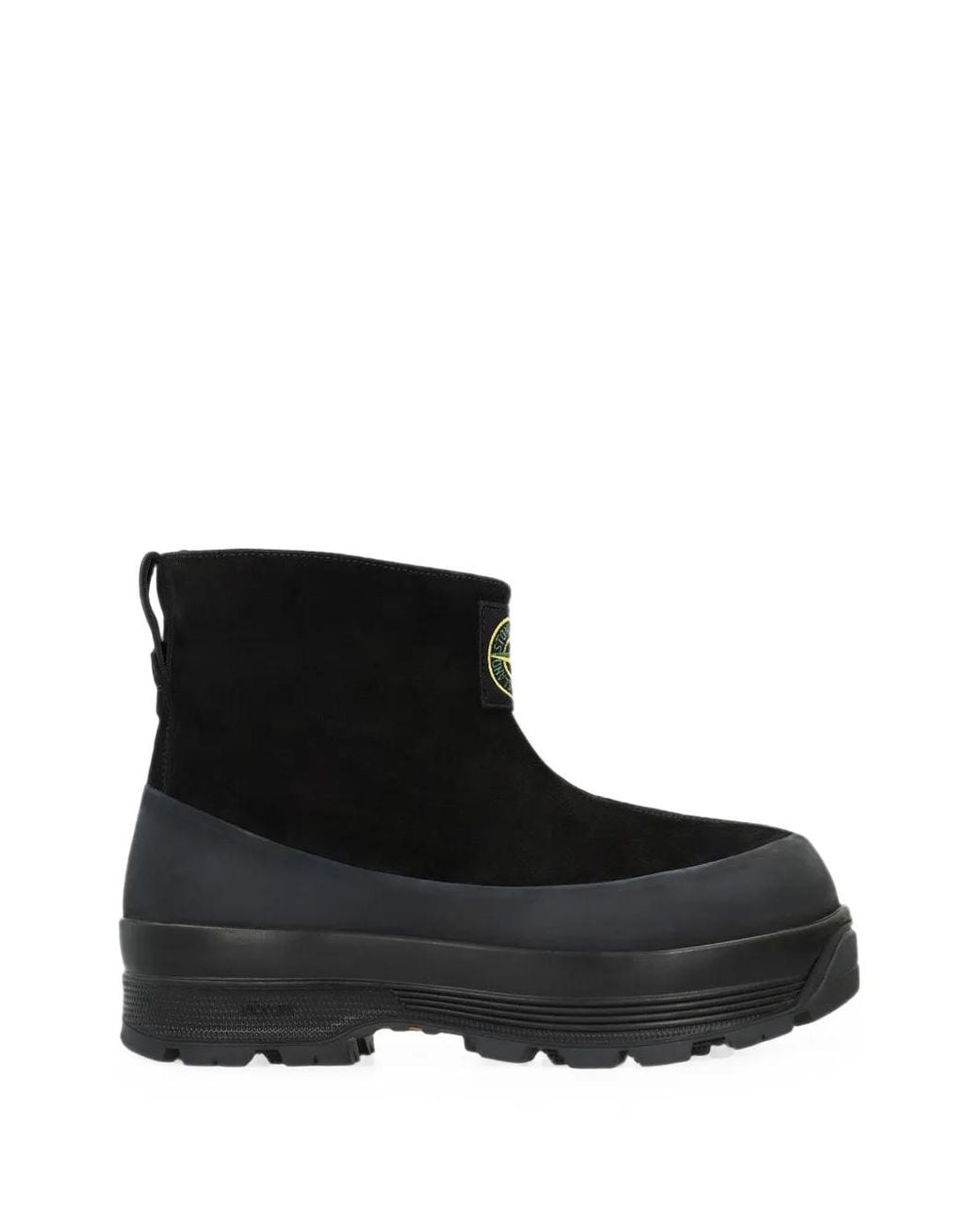 Stone Island Black Suede Logo-Patch Boots for men