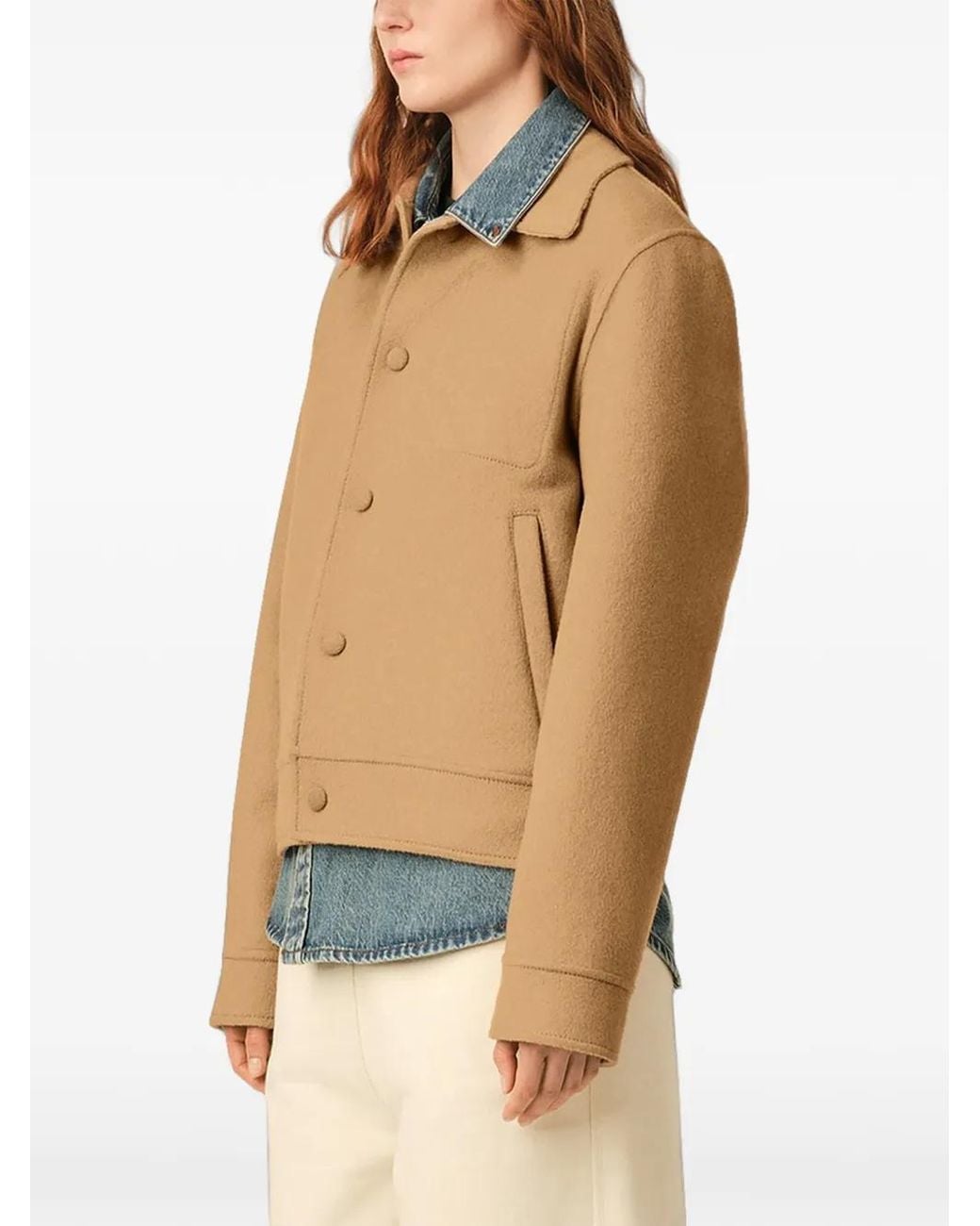 AMI Natural Button-Down Wool And Cashmere Jacket