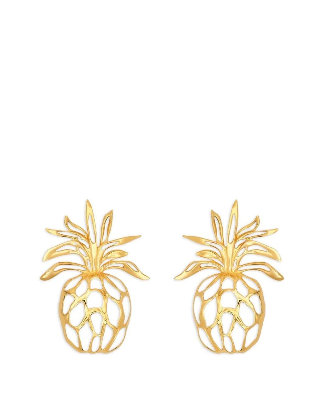 Oscar de la Renta Metallic Openwork Pineapple Clip-On Earrings