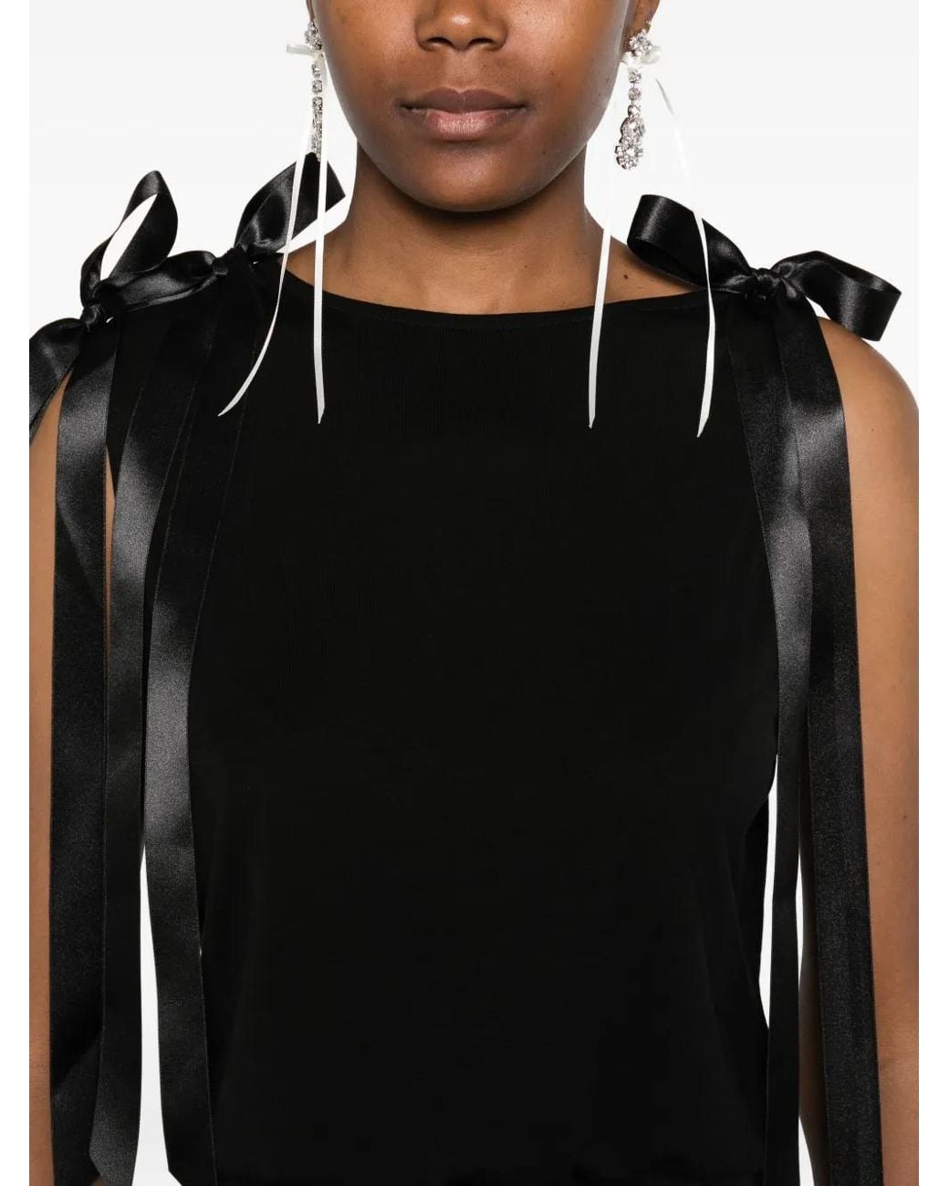 Simone Rocha Black Bow Ribbon Tail Tank