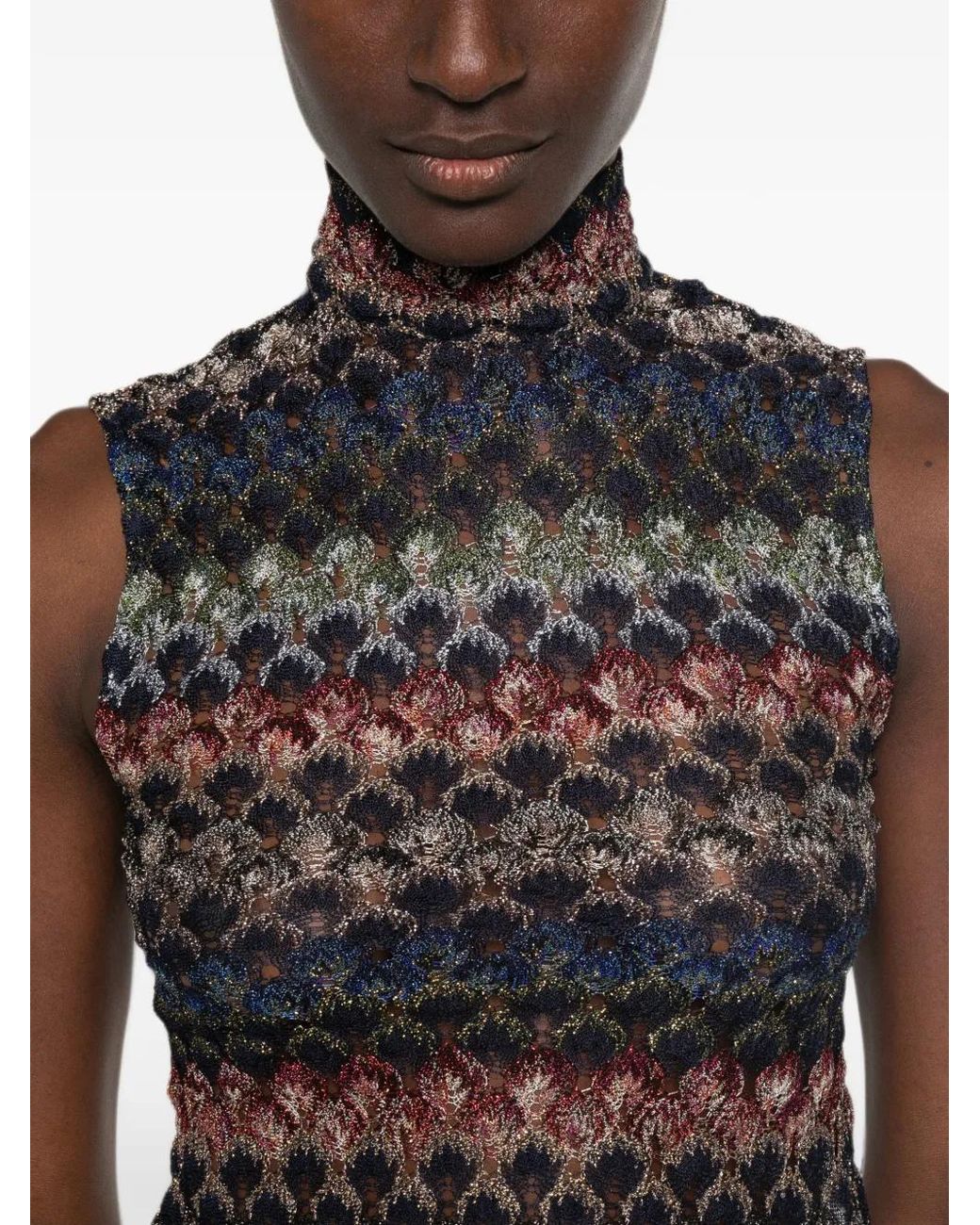 Missoni Gray Haut À Col Montant Et Motif Zig-Zag
