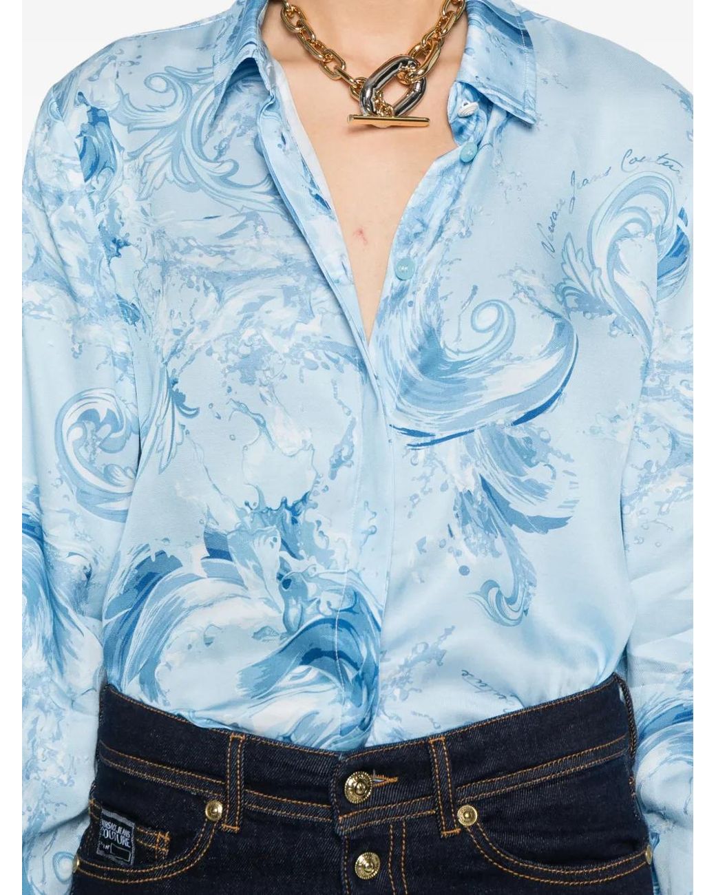 Versace Jeans Couture Blue Printed Shirt
