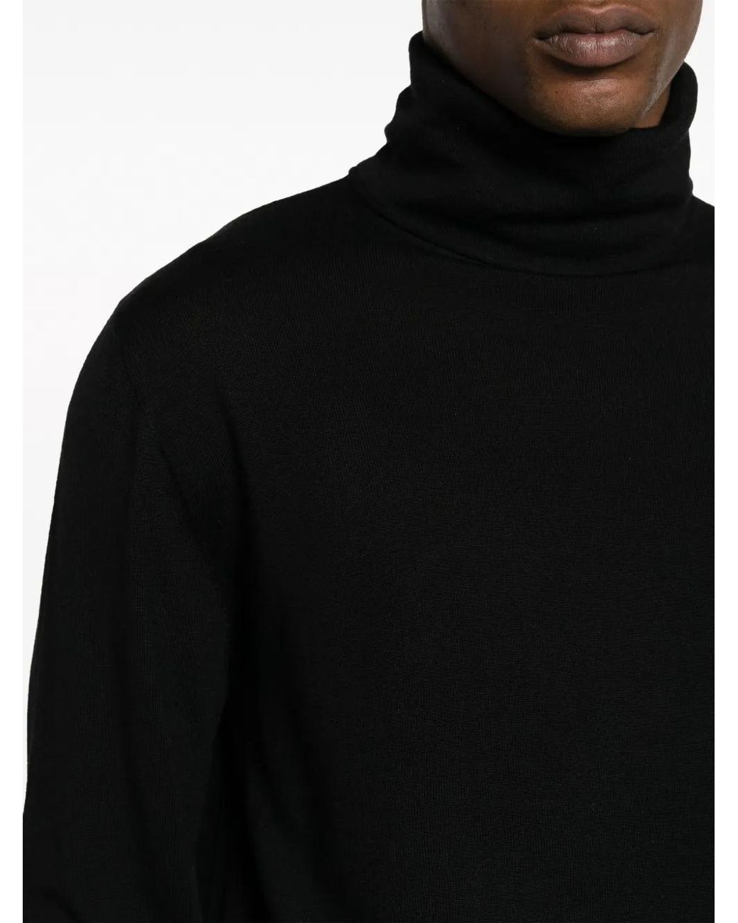 Eraldo Black Roll-Neck Wool-Blend Jumper for men