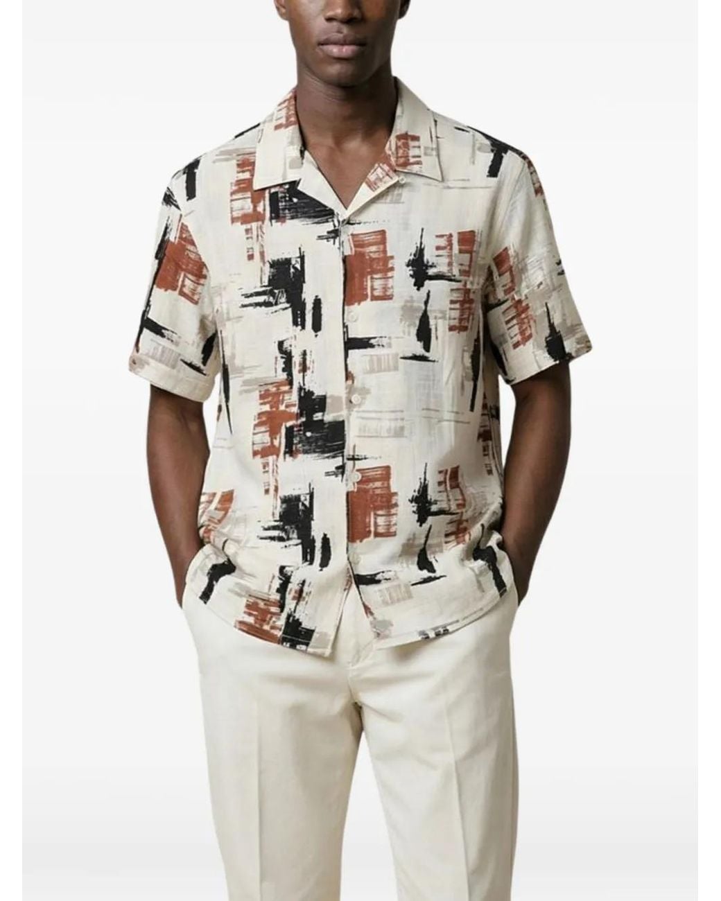 Antony Morato Abstract-Print Short-Sleeve Shirt in White for Men | Lyst