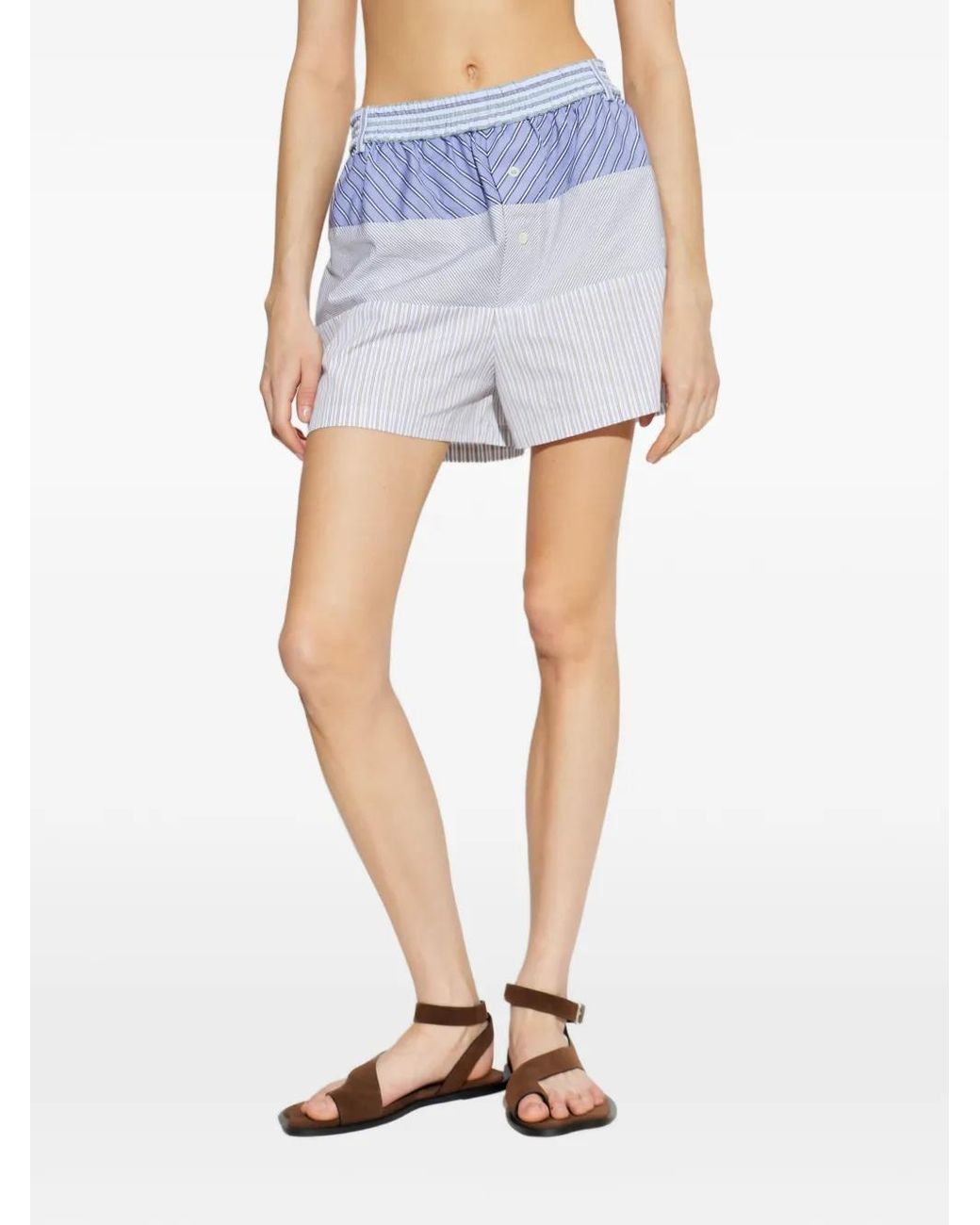 Moschino Blue Patchwork Striped Shorts