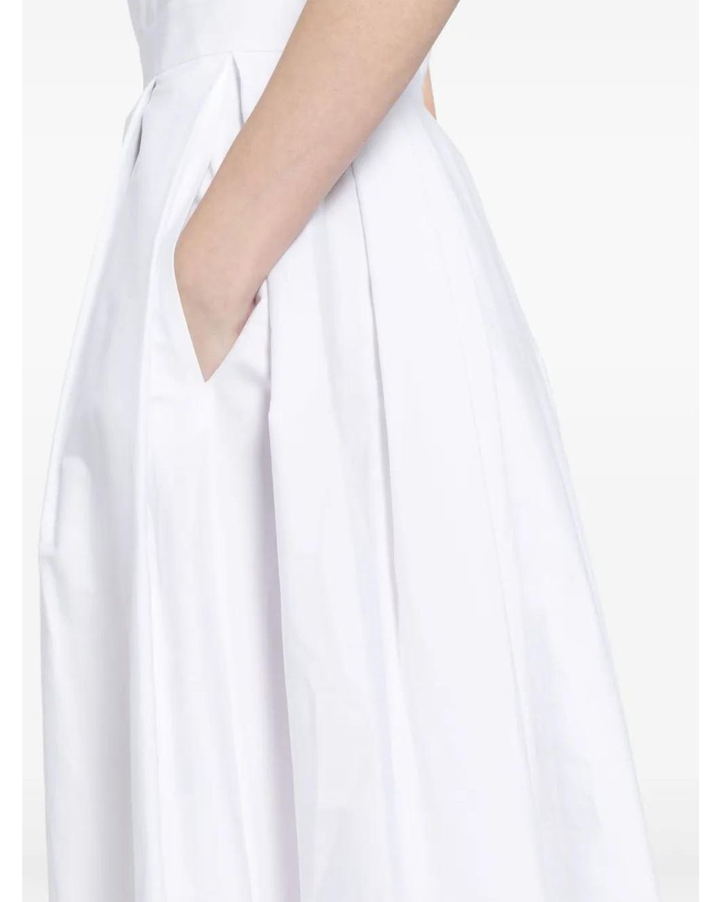 Elie Saab White Embroidered Pleated Dress