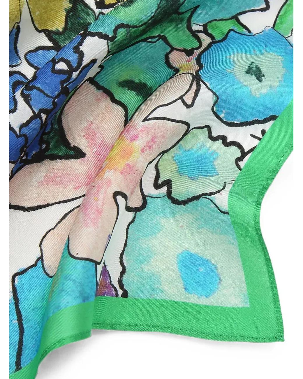Kurt Geiger White Floral-Print Logo-Script Scarf