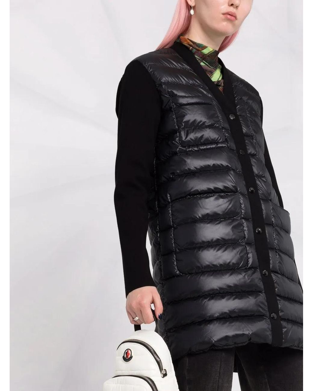 Moncler Black V-Neck Padded Coat