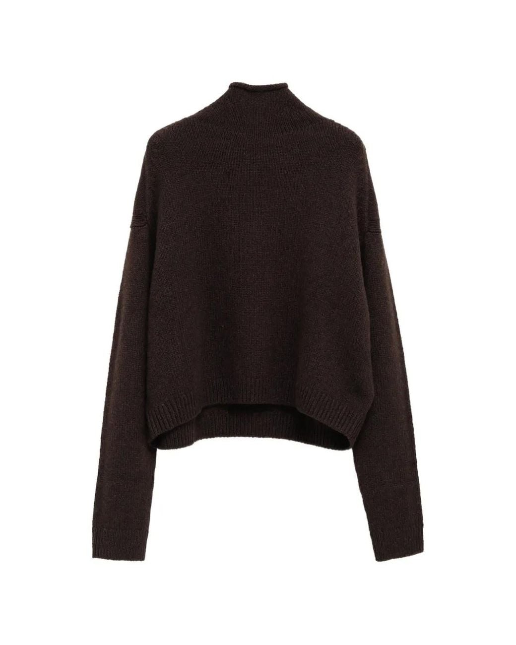 Khaite Black High-Neck Drop-Shoulder Sweater