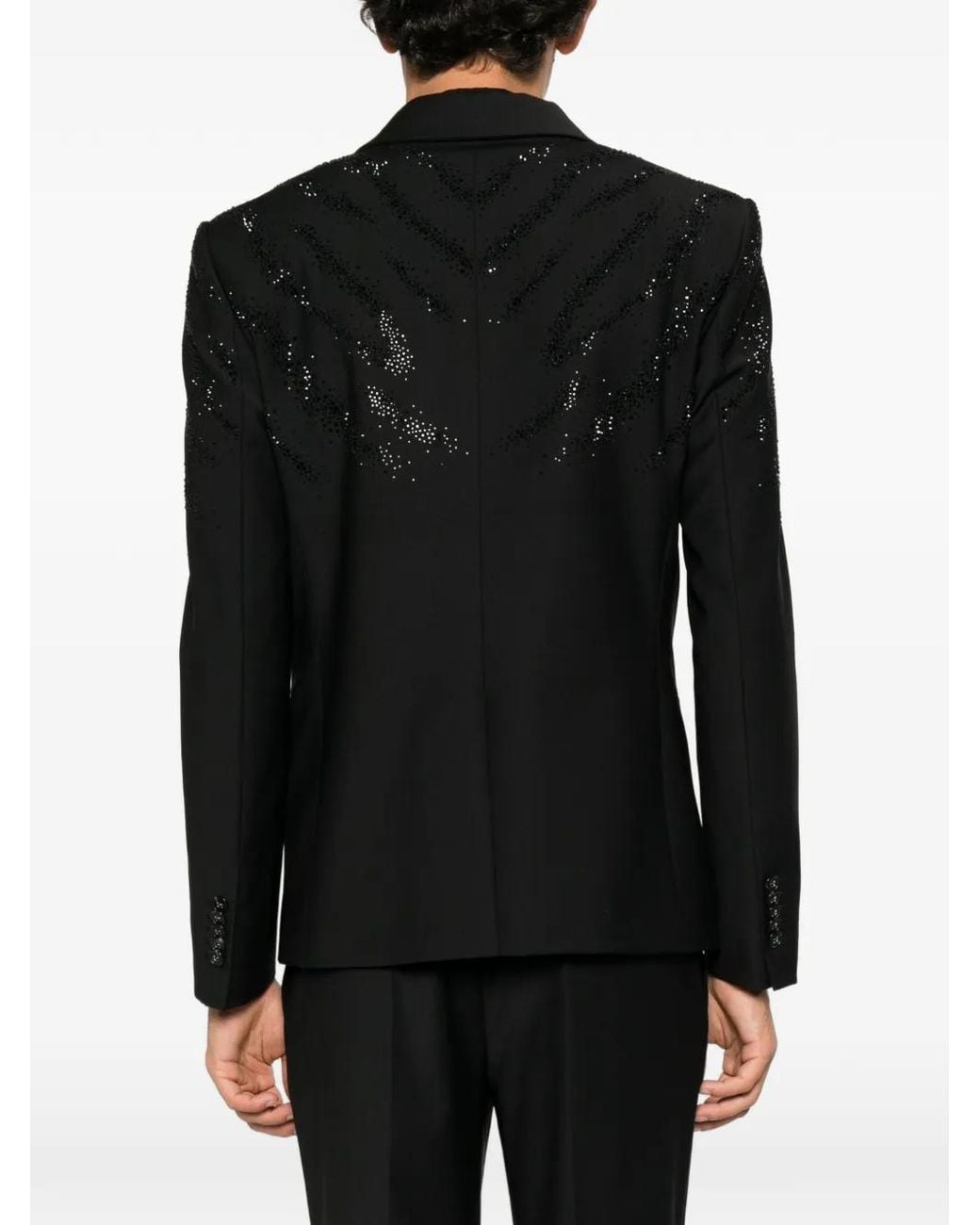 Patrizia Pepe Black Rhinestone-Embellished Slim-Fit Blazer for men