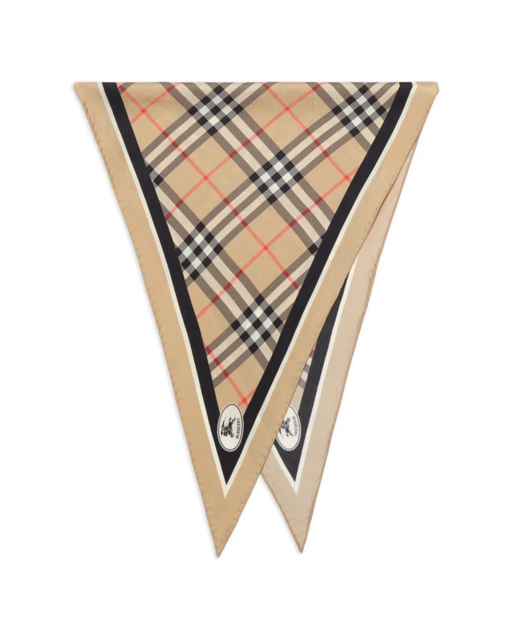 Burberry Multicolor Check Knight-Stamp Silk Scarf
