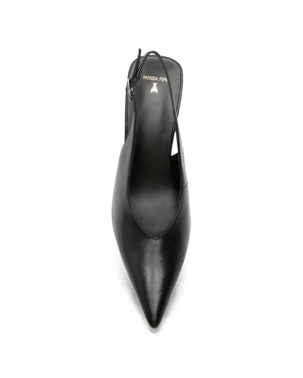 Patrizia Pepe Black Pointed-Toe Buckled Slingback Pumps