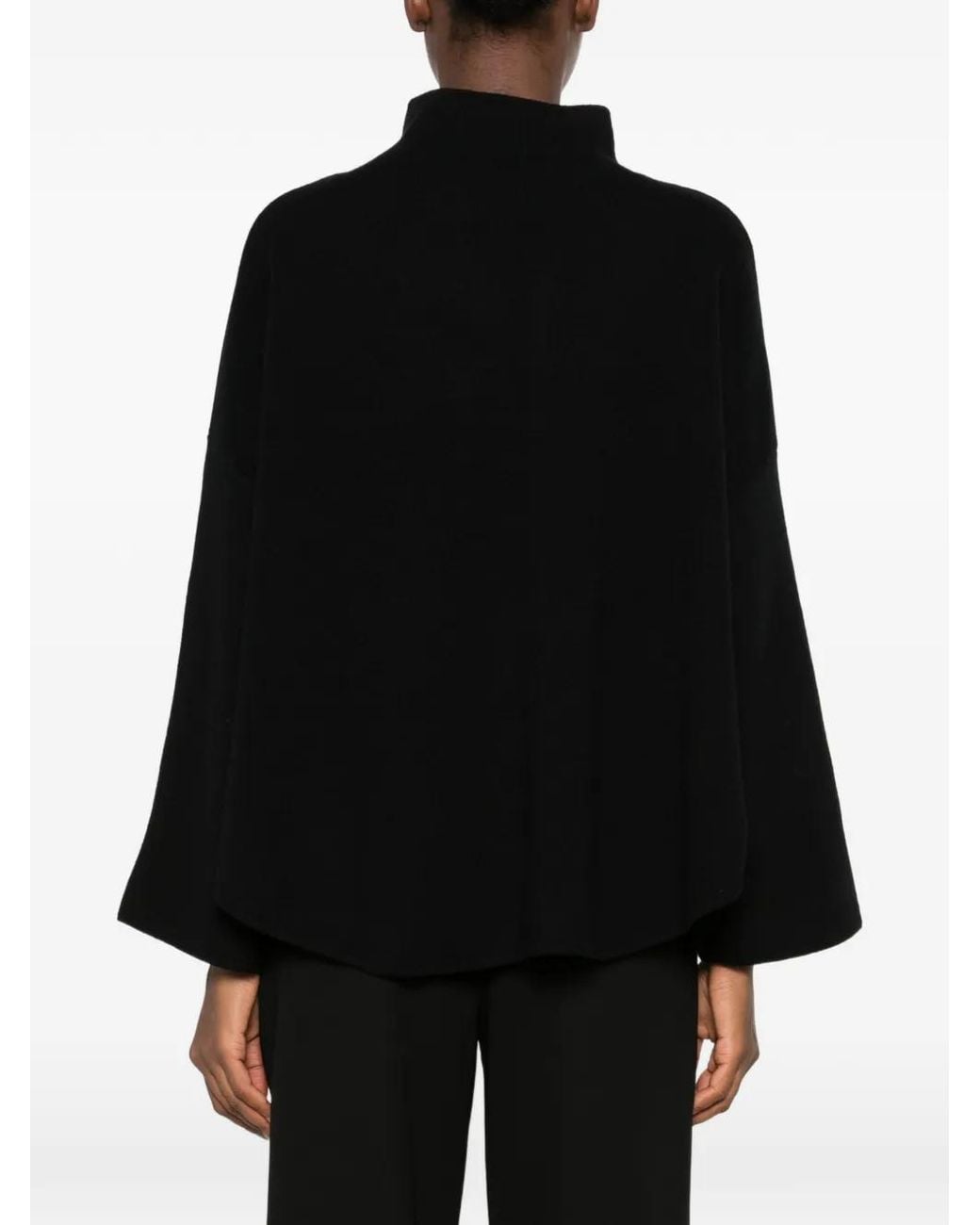 Allude Black High-Neck Wide-Sleeve Sweater