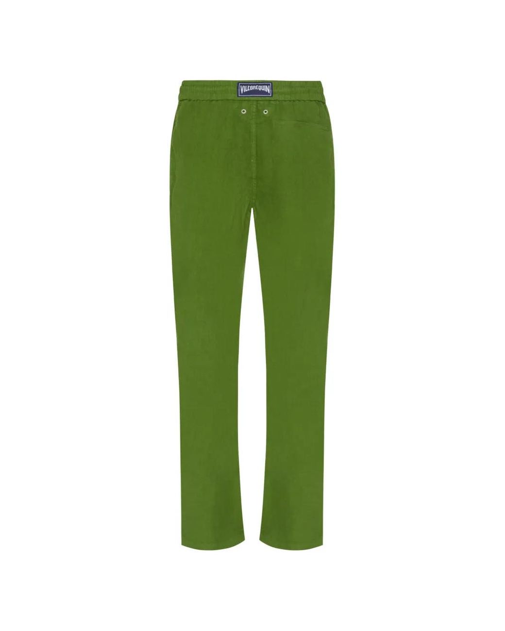 Vilebrequin Green Drawstring-Waist Linen Trousers for men