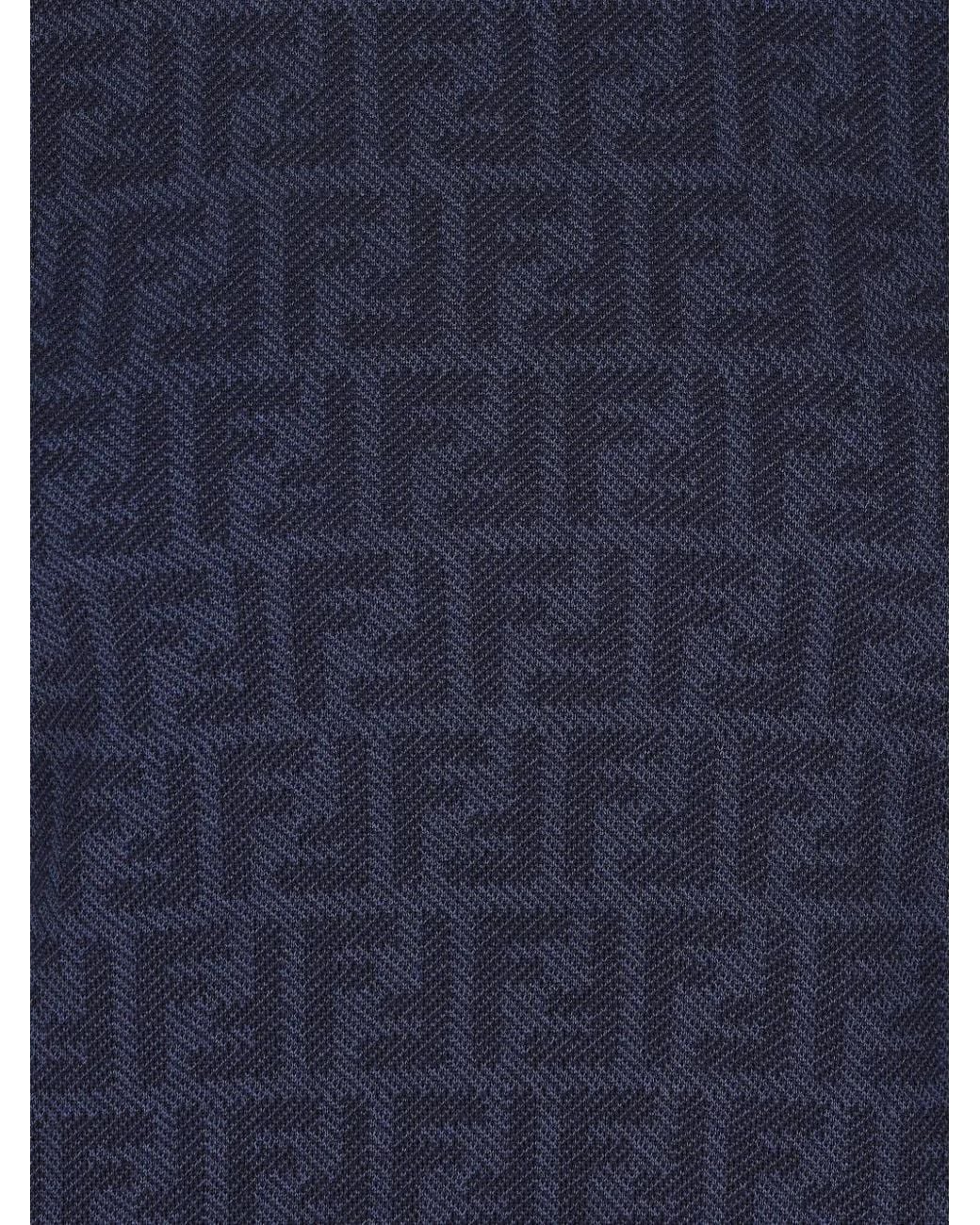 Fendi Blue Jacquard Ribbed T-Shirt