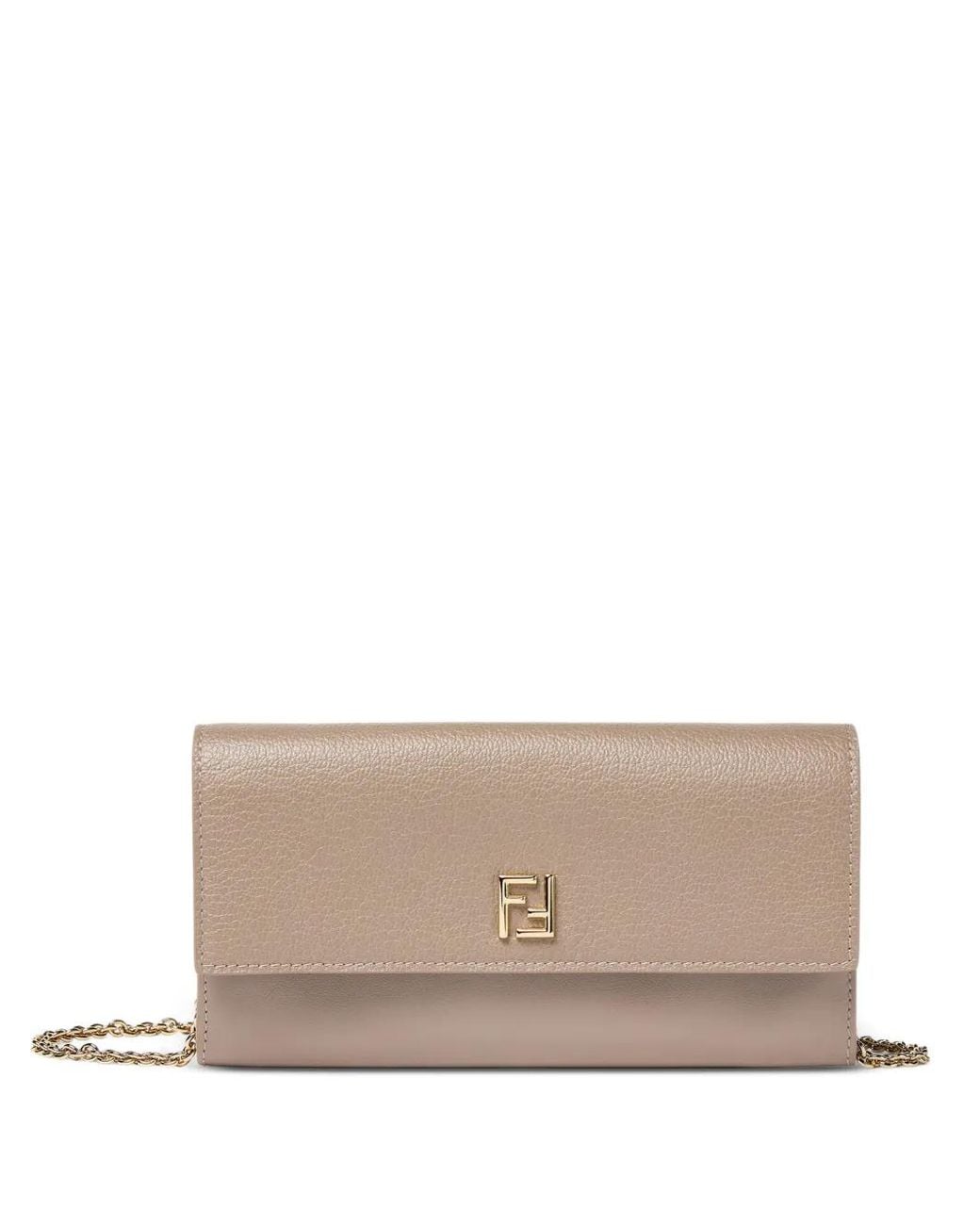 Fendi Natural Portefeuille En Cuir À Détail De Chaîne