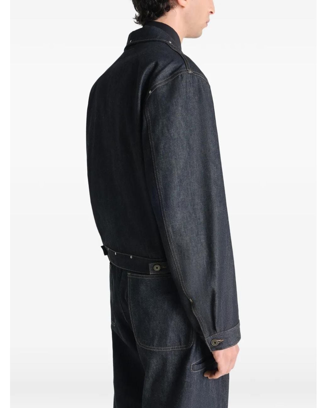 Lemaire Black Trucker Jacket With Studs for men