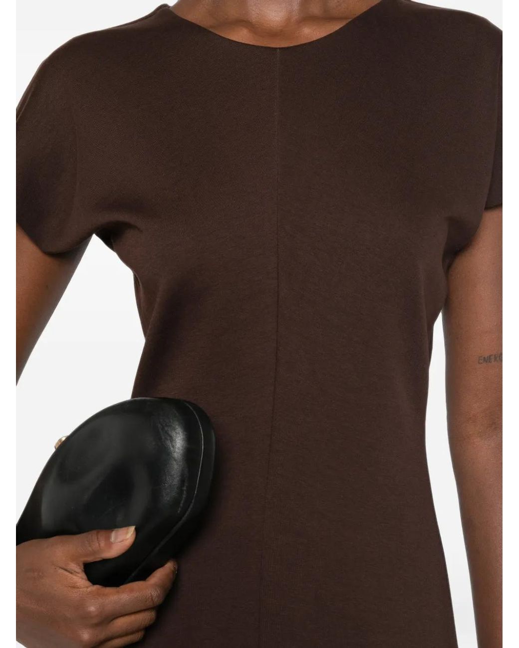 Dixie Brown Robe Longue Évasée À Manches Courtes