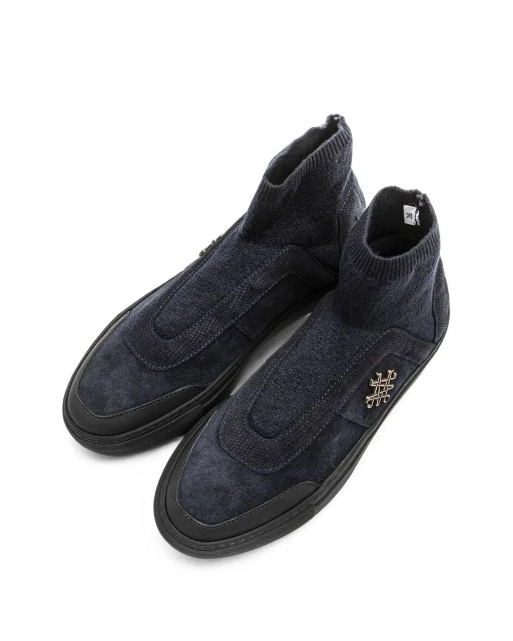 MR & MRS Black Suede Panelled Sneakers