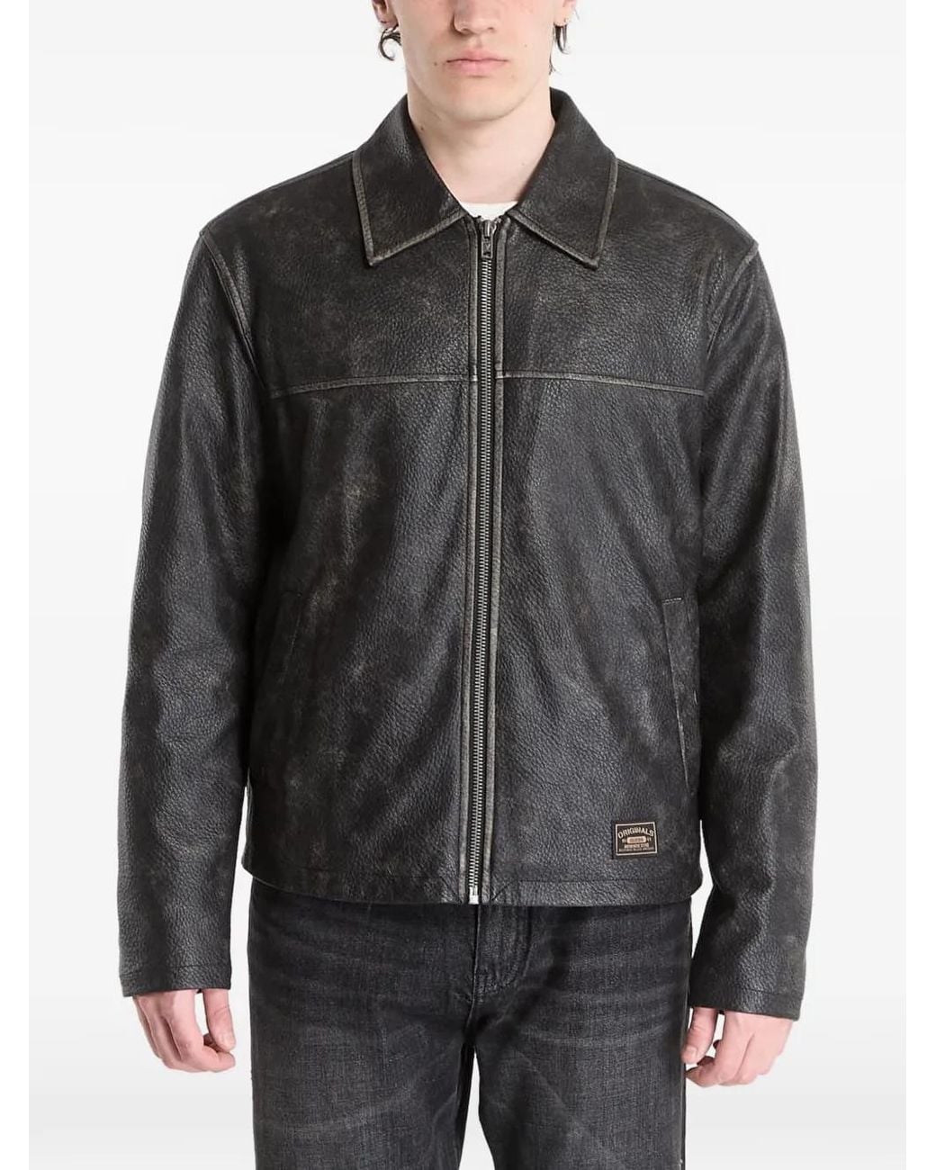 Guess Gray Faded-Effect Logo-Patch Jacket for men