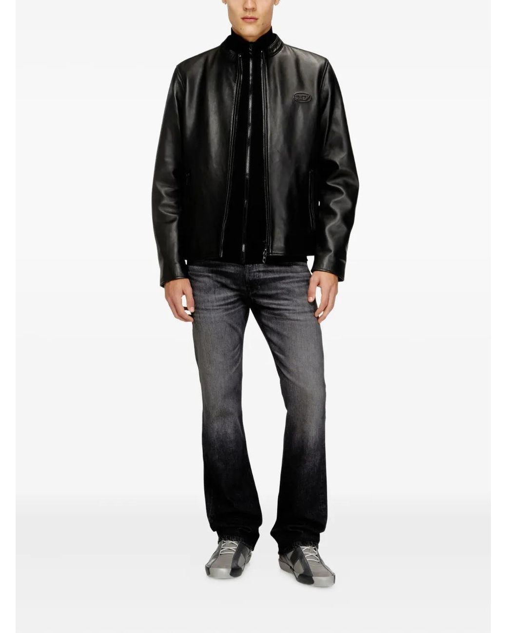 DIESEL Black L-Tad-Wrd Leather Jacket for men
