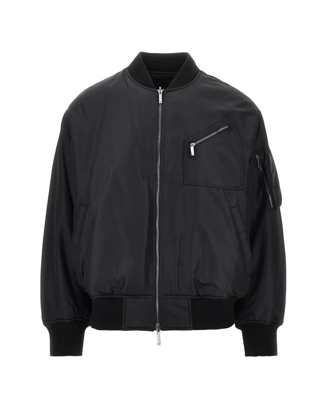 Emporio Armani Black Logo-Patch Zip-Up Bomber Jacket for men