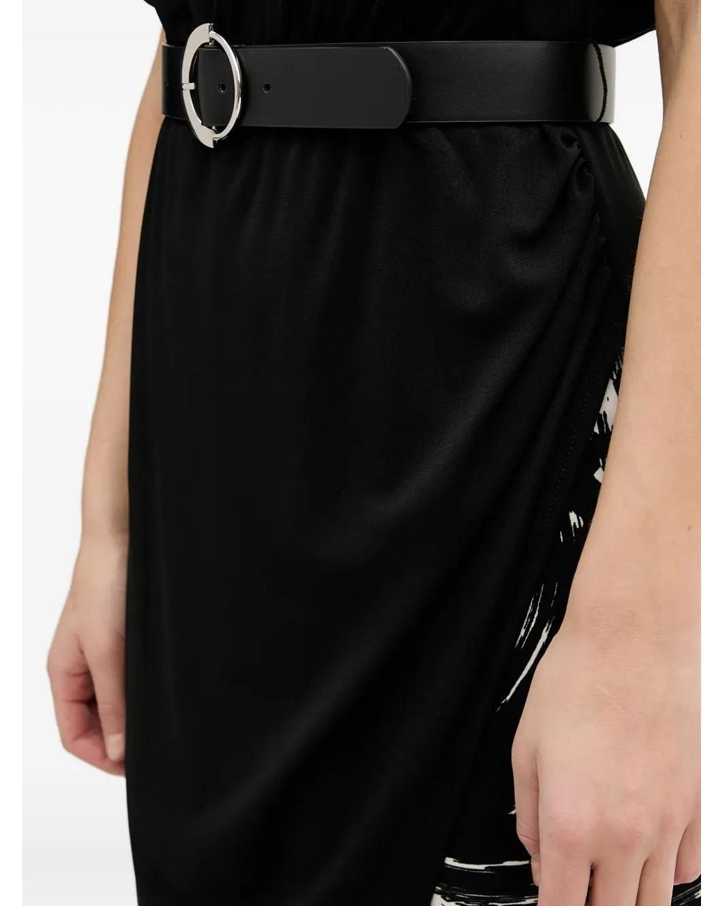 DKNY Black Roll Neck Print Dress