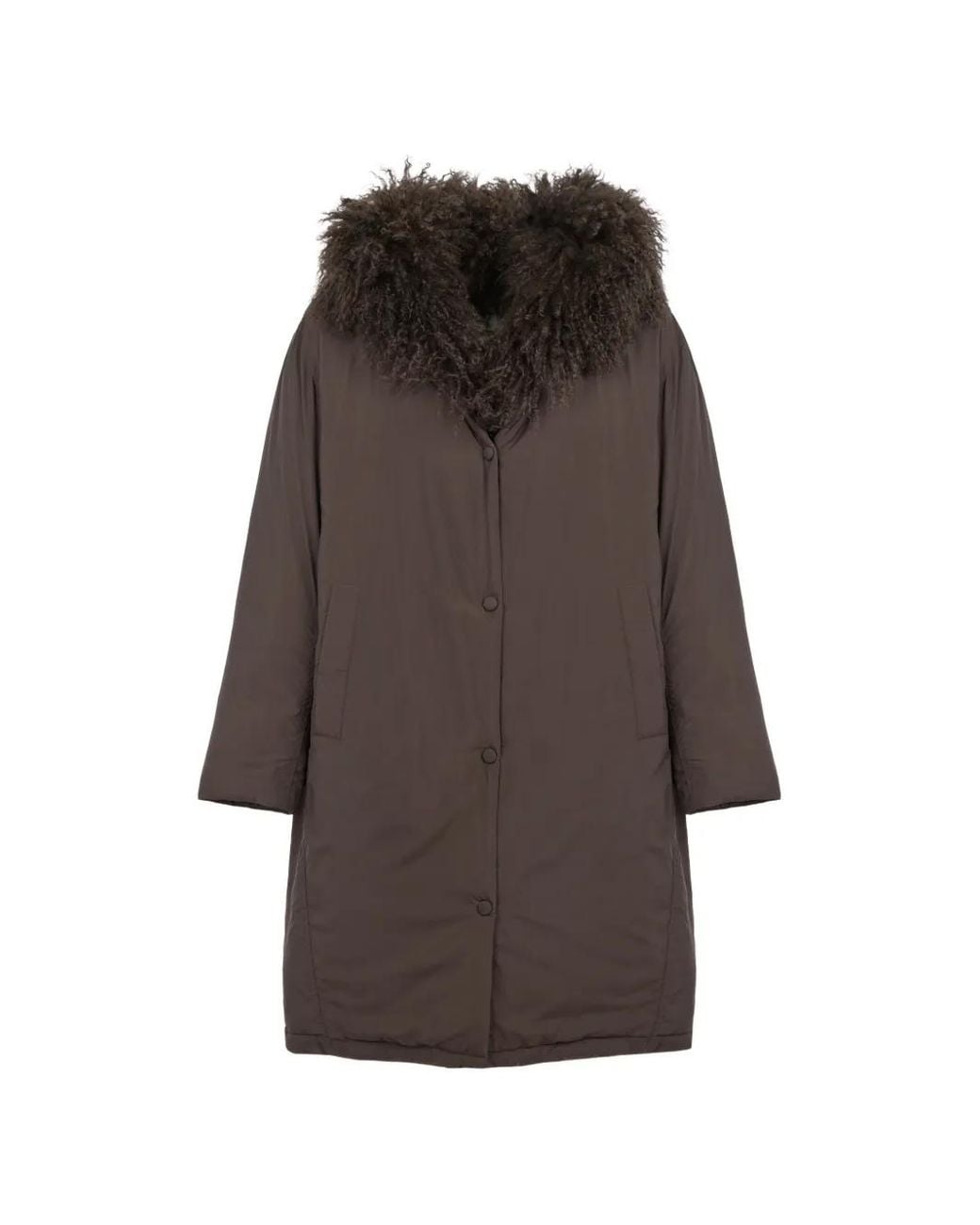 Yves Salomon Brown Hooded Coat
