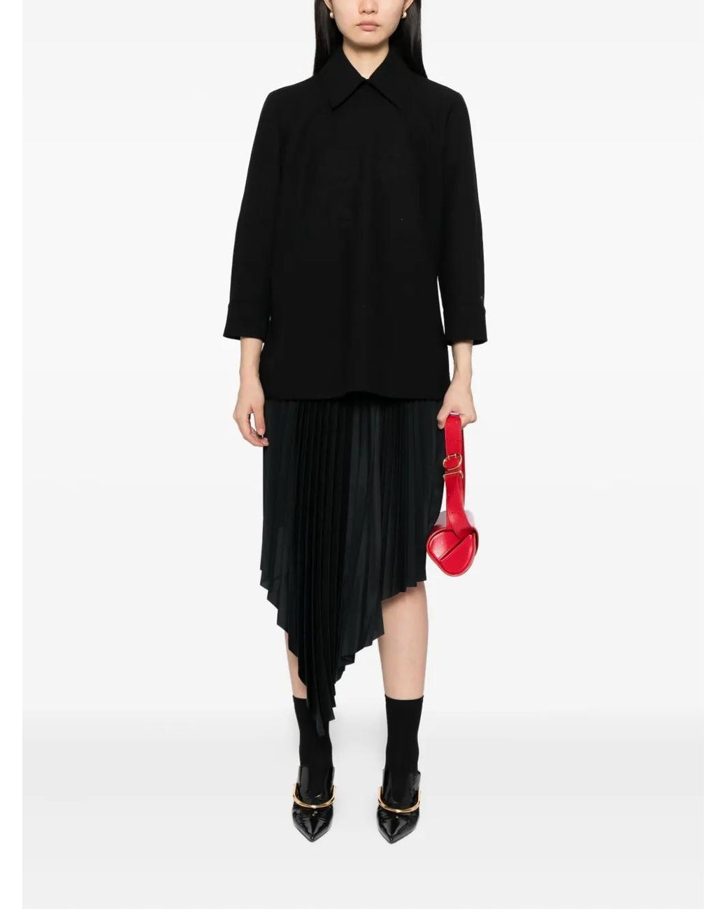 Jil Sander Black Wool Collared Top