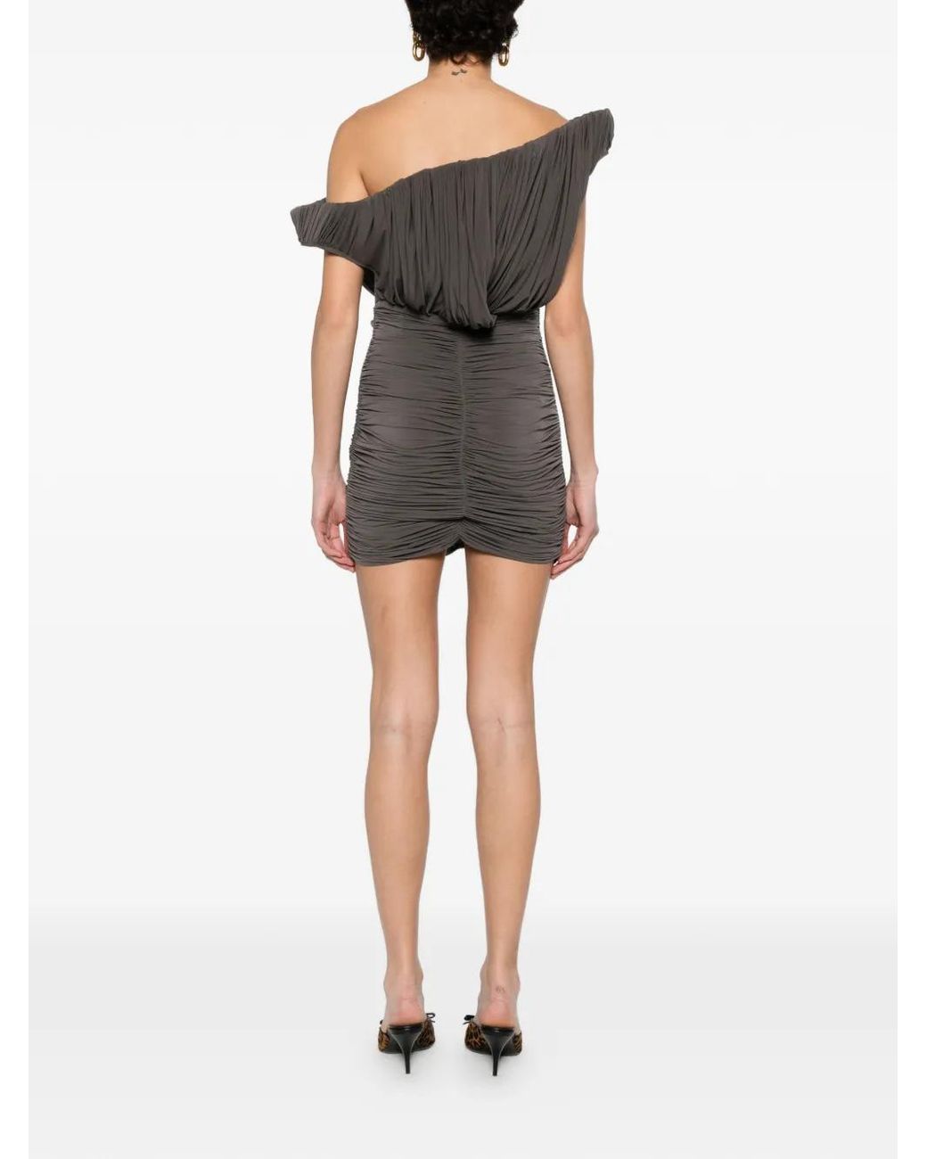 Magda Butrym Gray Ruched Mini Dress