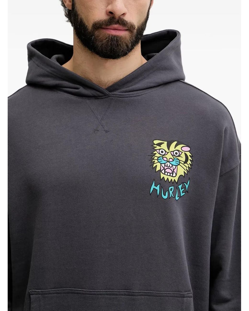 Hurley Gray Tiger-Print Hoodie for men
