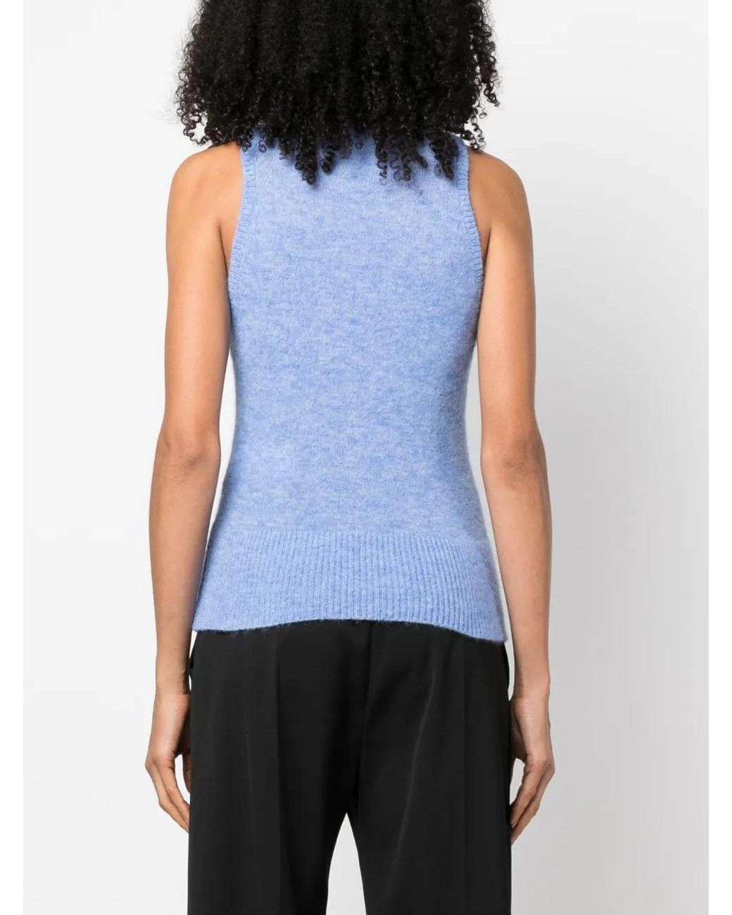 Patou Blue Mock-Neck Knitted Top