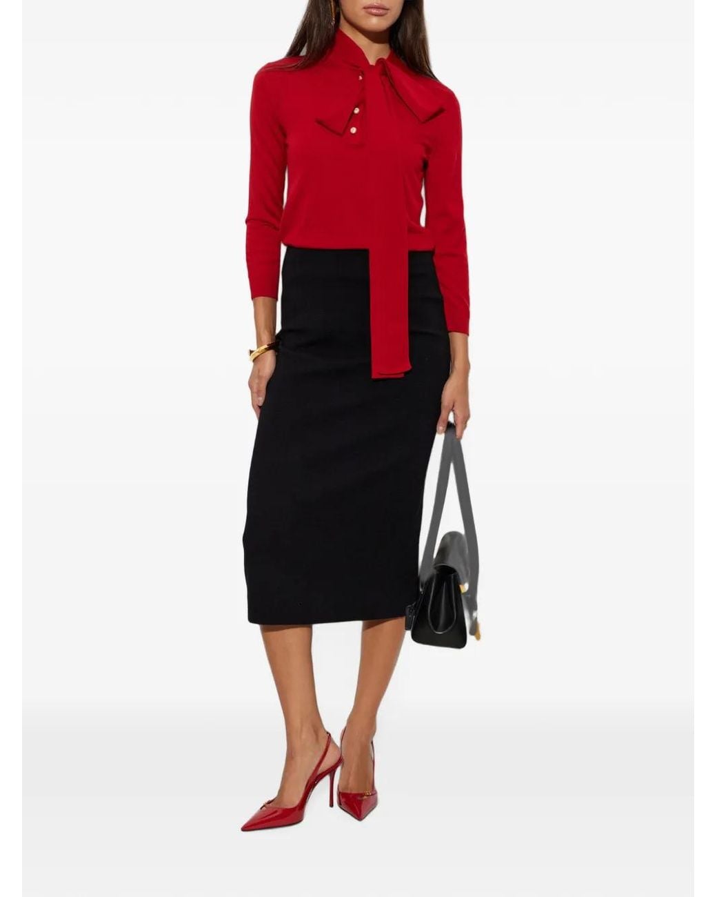 Dolce & Gabbana Red Logo-Plaque Slingback Pumps