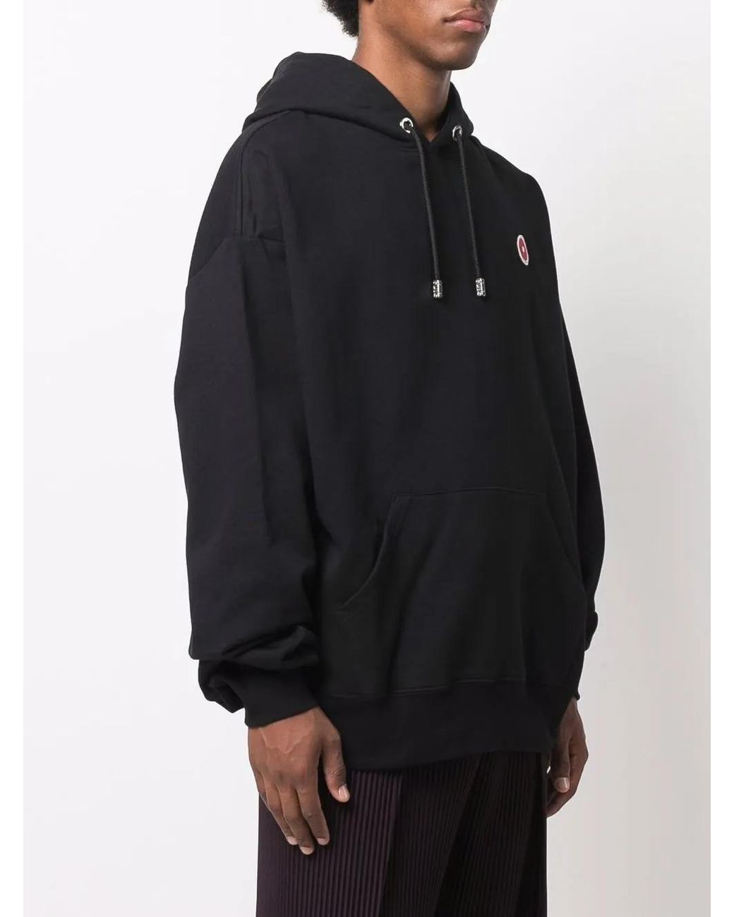 Gcds Blue Logo-Patch Cotton Hoodie for men