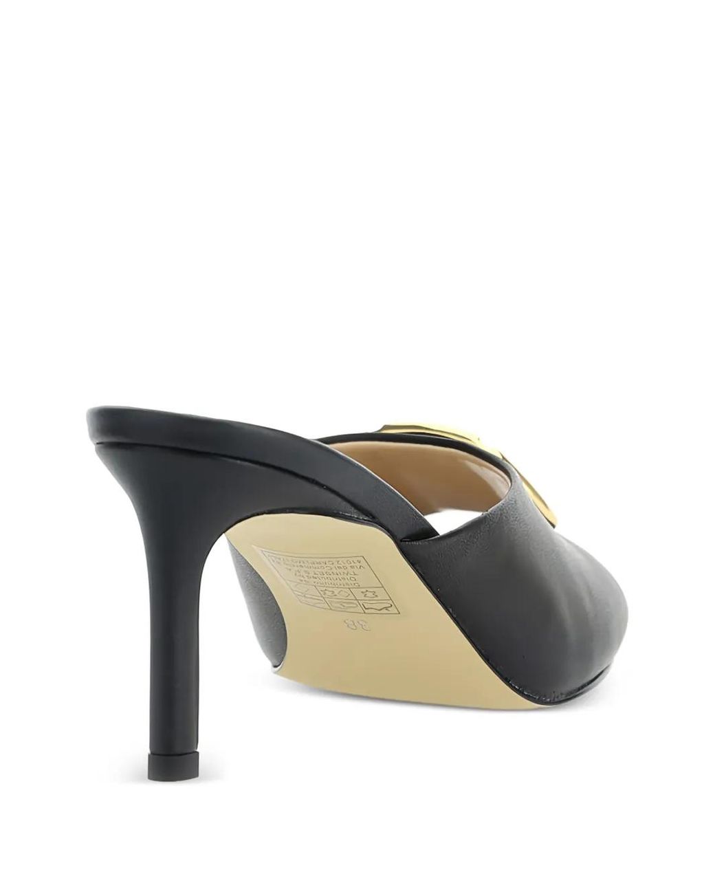 Twinset Black 70Mm Oval-T Leather Heeled Sandals