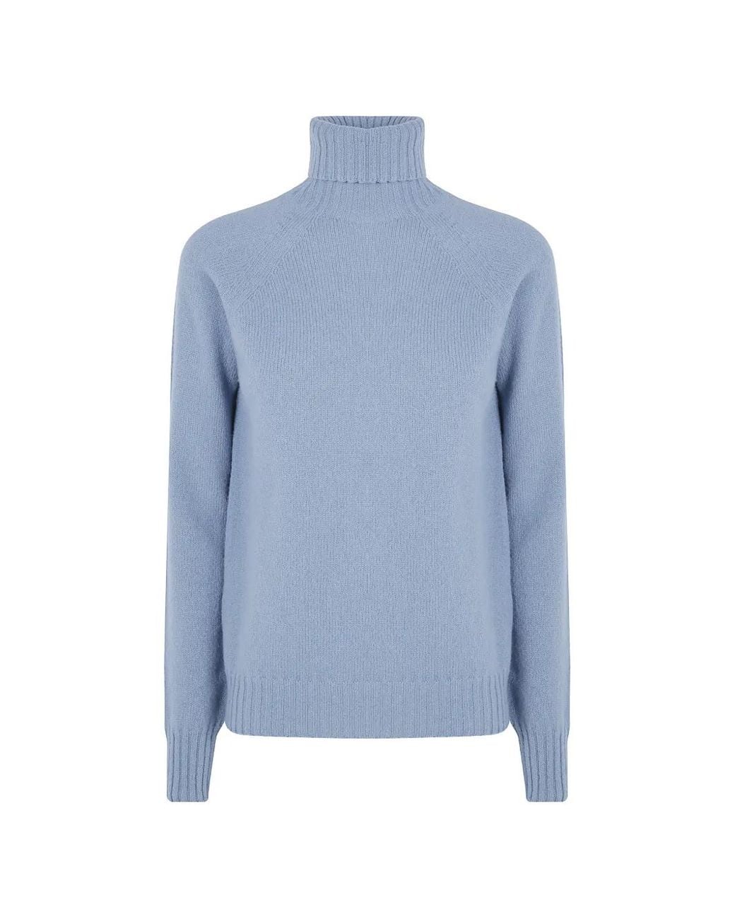 Drumohr Blue Roll-Neck Raglan-Sleeve Sweater