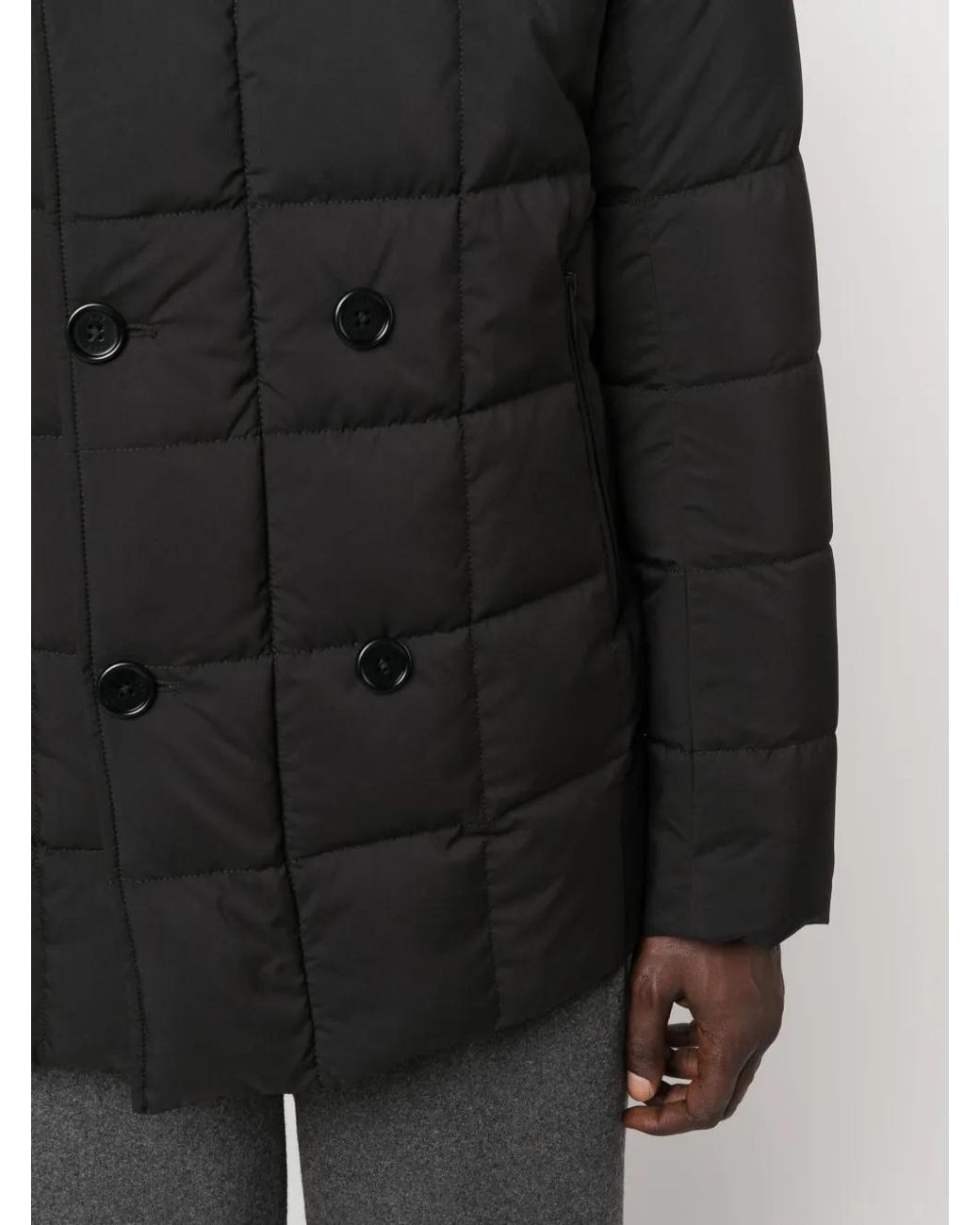 Fay Black Detachable-Hood Zipped Padded Jacket for men