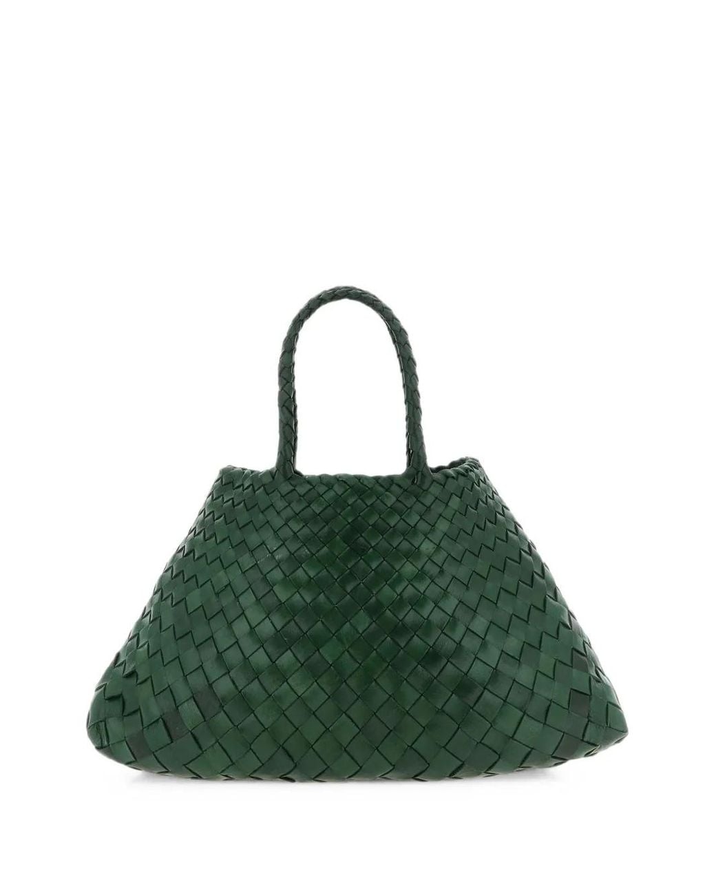 Dragon Diffusion Green Small Santa Croce Woven Leather Tote Bag