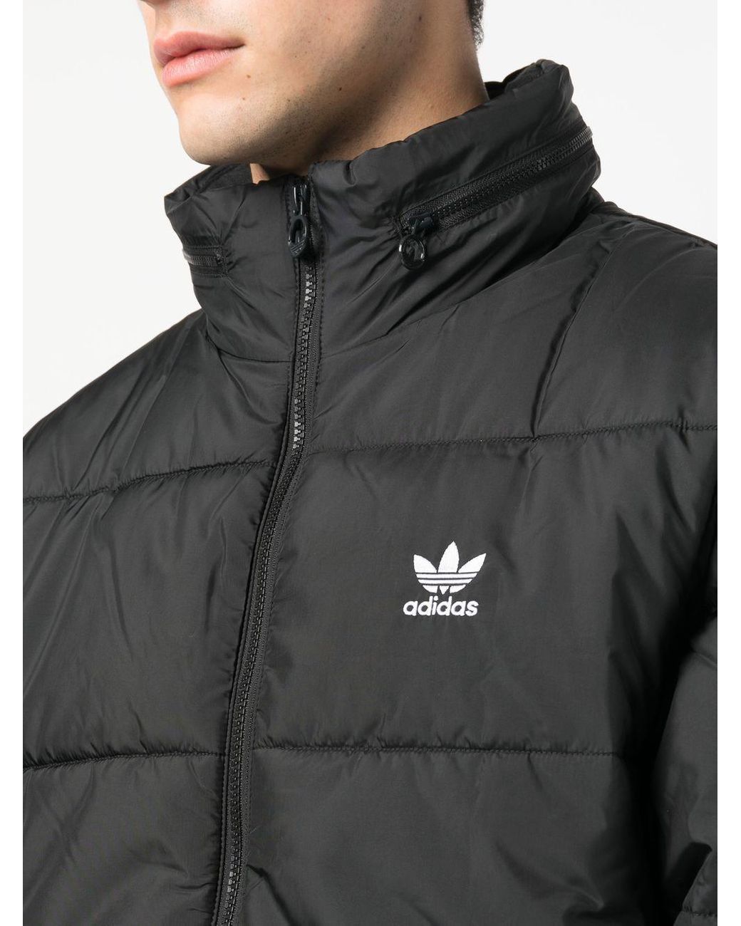 adidas Concealed Hood Padded Jacket in Black for Men | Lyst
