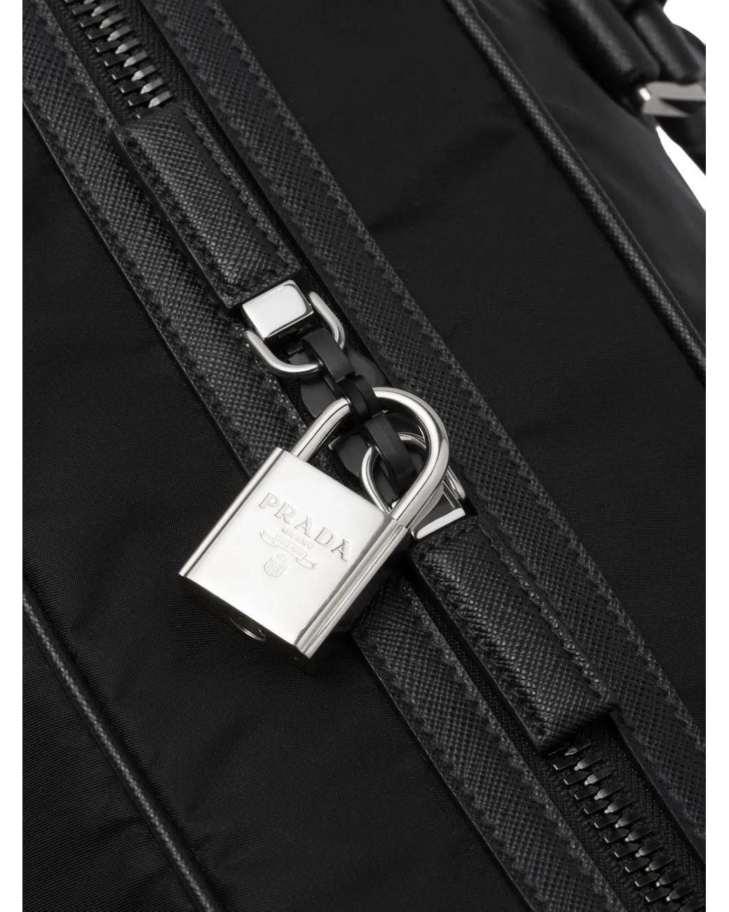 Prada Black Triangle Logo-Patch Duffel Bag for men